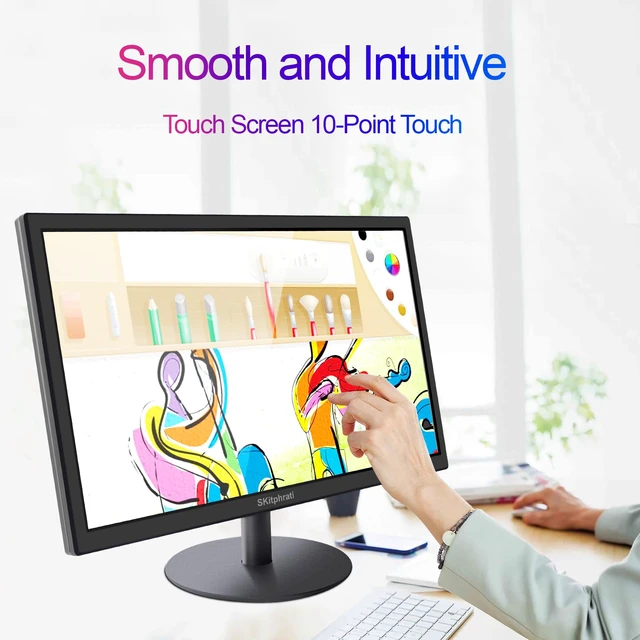 Alt view image 3 of 7 - 18.5 Inch Touchscreen Monitor HD 1366x768, VESA Wall Mountable, 10-Points Computer Touch Screen PC Display with Type-B HDMI VGA Port, 75Hz Desktop Touch Display, Black