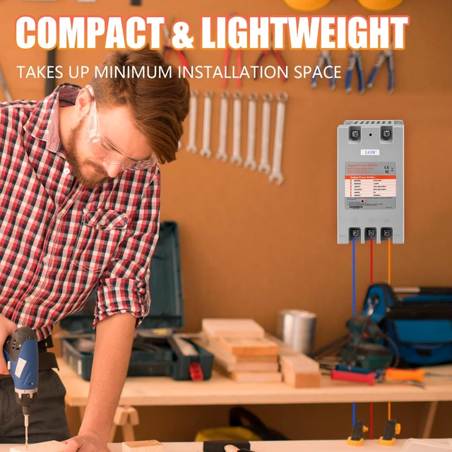 Alt view image 6 of 7 - Single Phase to 3 Phase Converter, 2HP 7A 220V Digital Phase Shifter 2HP 1.5KW 220-240V input/output 3 Phase Converter for 2HP Motor (One Converter for One Motor Only)