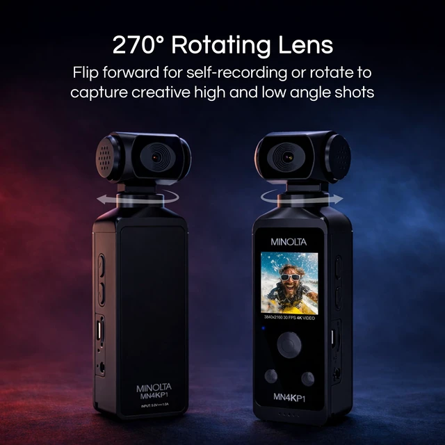 Alt view image 5 of 5 - MN4KP1 4K Ultra HD Wi-Fi Enabled Pocket Camcorder, Black Includes a carrying case and neck strap for comfortable viewing and easy transport