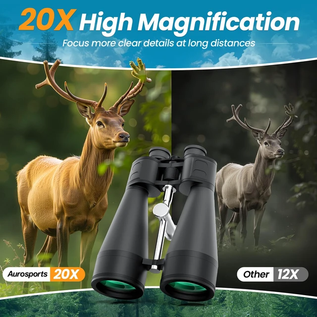 Alt view image 2 of 7 - 20x80 High Powered Binoculars, 80mm Large Aperture for Adults Clear low light vision, Long range, 80mm objective lens