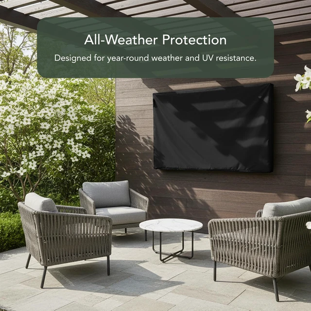 Alt view image 4 of 7 - Classic Full TV Cover, 12-Gauge Vinyl, 65-68 Inches Black Polyester lining, touch fastener closure, built-in remote pocket, water and UV resistant