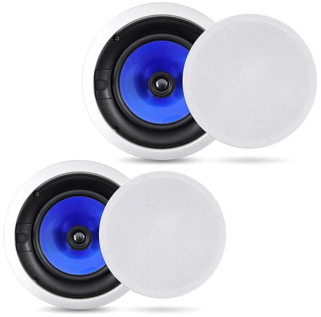 Main image of 8 In-Wall / In-Ceiling Speakers, 250W Peak, Hi-Fi Stereo Sound, Pivoting Adjustable Coaxial Silk Dome Tweeter, Poly Cone Woofer, Stain Resistant Grill, For Home Theater, Custom Installs- Pair