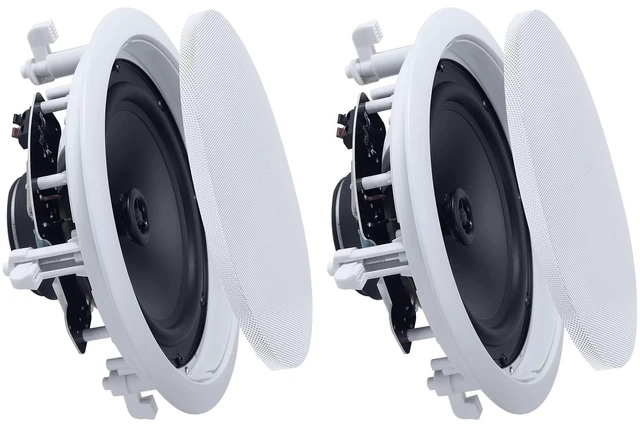 Main image of in Ceiling Speakers, 8", in-Ceiling & in-Wall Speaker System, Hi-Fi Sound, 150W Peak, 2-Way Flush Mount Speakers, for Damp Humid Placement, Home Theater, Living Room, or Covered Patio, 1 Pair