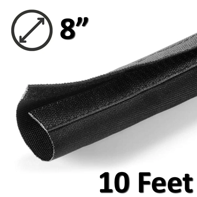 Alt view image 2 of 2 - 8" Hook and Loop Nylon Fast Wrap Sleeve Cable Management - 10 Feet - Black
