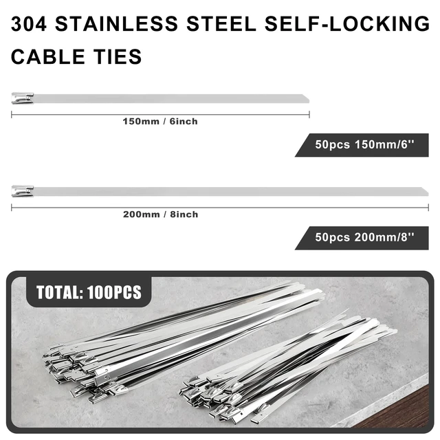Alt view image 4 of 7 - Stainless Steel Cable Tie Gun Kit with 100PCS Self-Locking Metal Zip Ties Outdoor Heavy Duty Fastening Zip Tie Tightening Tool for Chain Link Fence Pipes