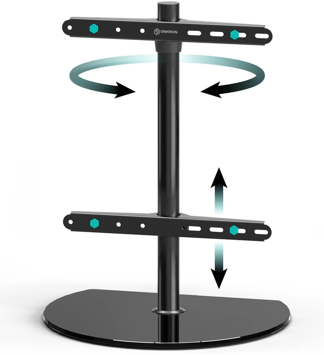 Main image of Universal TV Stand for 32-65 Inch Screen up to 77 lbs, Height Adjustable, Swivel TV Stand Pedestal, VESA 100x100-400x400, Table Top TV Mount Stand with Tempered Glass Base Black