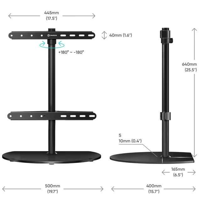 Alt view image 5 of 7 - Universal TV Stand for 32-65 Inch Screen up to 77 lbs, Height Adjustable, Swivel TV Stand Pedestal, VESA 100x100-400x400, Table Top TV Mount Stand with Tempered Glass Base Black