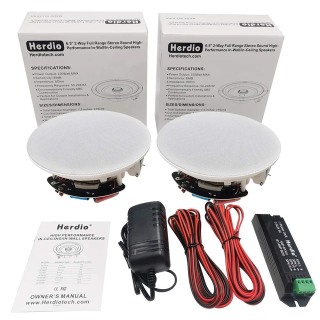 Alt view image 5 of 5 - 6.5 Inch Bluetooth Ceiling Speakers, 300 Watts Flush Mount 2-Way Universal Home Speakers,1 Pair