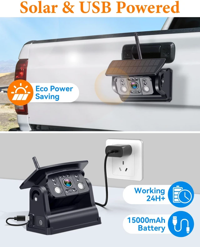 Alt view image 7 of 7 - Magnetic Wireless Backup Camera for Truck Strong Magnet, Portable 1-Min Easy Install Without Tools, 1080P HD Clear Night Vision, Solar Powered Backup Camera for Hitching & Parking