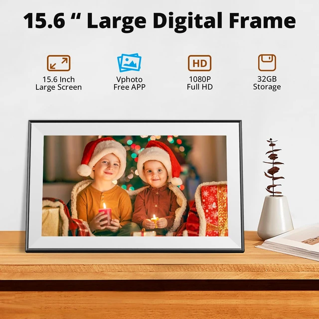 Alt view image 2 of 7 - 15.6 Inch Large Digital Picture Frame - WiFi Digital Photo Frame with 32GB Storage, FHD 1080P Touch Screen, Auto-Rotate, Share Photos/Videos Instantly via Free App Best Gifts for Mom