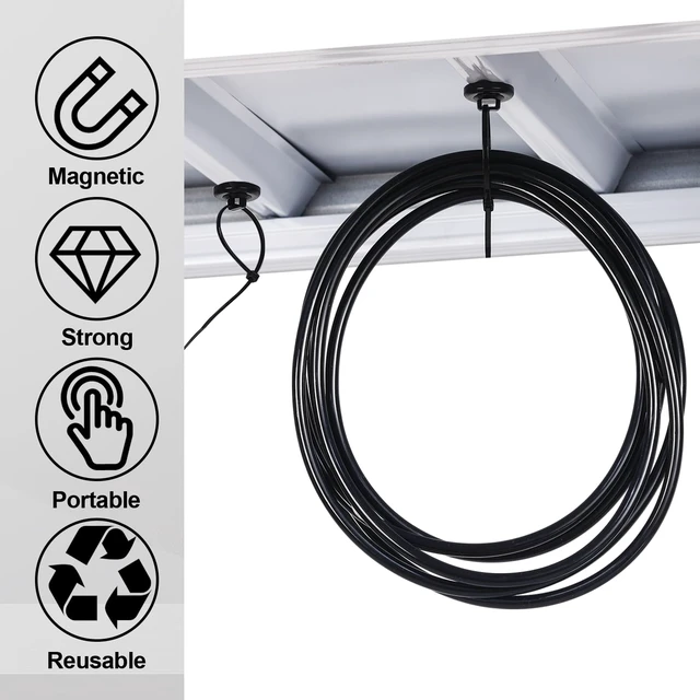 Alt view image 3 of 6 - 60 Set Magnetic Zip Tie Mount and Nylon Cable Ties, 23 mm Multipurpose Wire Cable Holder Mount Wire Clips Management Electrical Organization Supplies (Black)