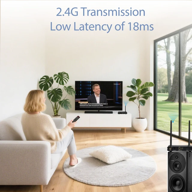 Alt view image 6 of 7 - 2.4GHz Wireless ARC Optical 3.5mm (RCA) Audio Transmitter Receiver for TV Pojector,164Ft 18ms Latency,Built-in Bluetooth 5.3 Receiver (Only Audio)