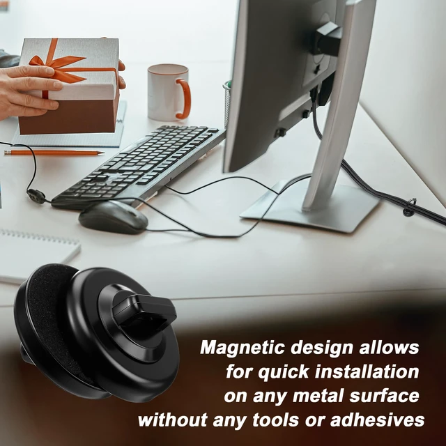 Alt view image 5 of 6 - 60 Set Magnetic Zip Tie Mount and Nylon Cable Ties, 23 mm Multipurpose Wire Cable Holder Mount Wire Clips Management Electrical Organization Supplies (Black)