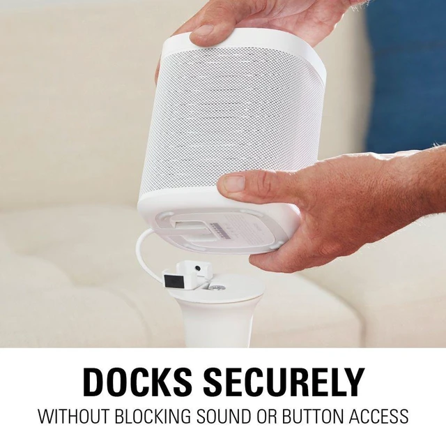 Alt view image 3 of 7 - Wireless Sonos Speaker Stand for Sonos One, Play:1, & Play:3 - Audio-Enhancing Design with Built-in Cable Management - Single Stand (White) - WSS21-W1