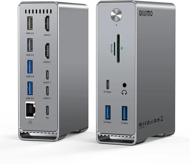 Main image of MacBook Pro Docking Station, 14-in-2 Dual USB C Docking Station Dual Monitor for MacBook Pro (Not M1) with Dual 4K HDMI 60Hz, 10Gbps USB A/C,3 USB 3.0,2USB 2.0 RJ45, Audio, SD/TF Slots, 100W PD