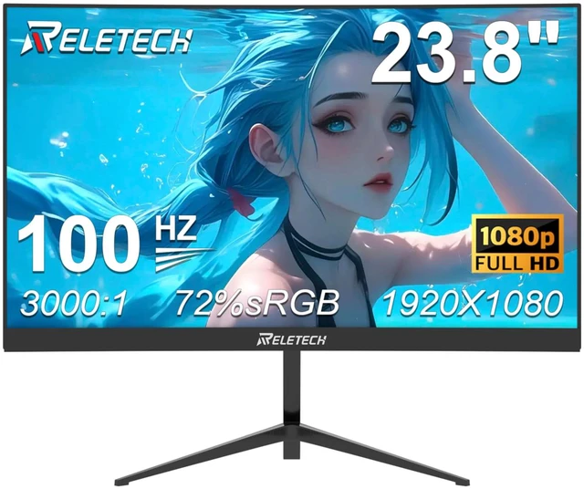 Main image of 23.8 Inch 100Hz Curved Monitor, FHD (1920 x 1080) VA Panel 3000R, 3000:1 Contrast Ratio, Support Freesync, HDMI Ports Suitable for Gaming and Office Work (L25K60)