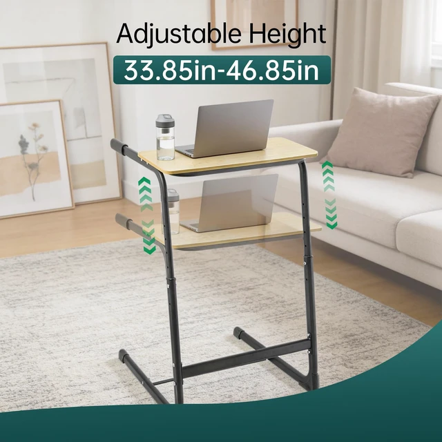 Alt view image 3 of 7 - Walking Pad Desk Adjustable Height with Handlebar, 2-in-1 Desk Attachment, Stable Laptop Workstation for Home Office