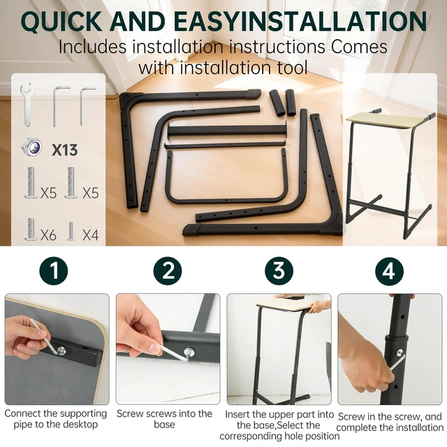 Alt view image 7 of 7 - Walking Pad Desk Adjustable Height with Handlebar, 2-in-1 Desk Attachment, Stable Laptop Workstation for Home Office