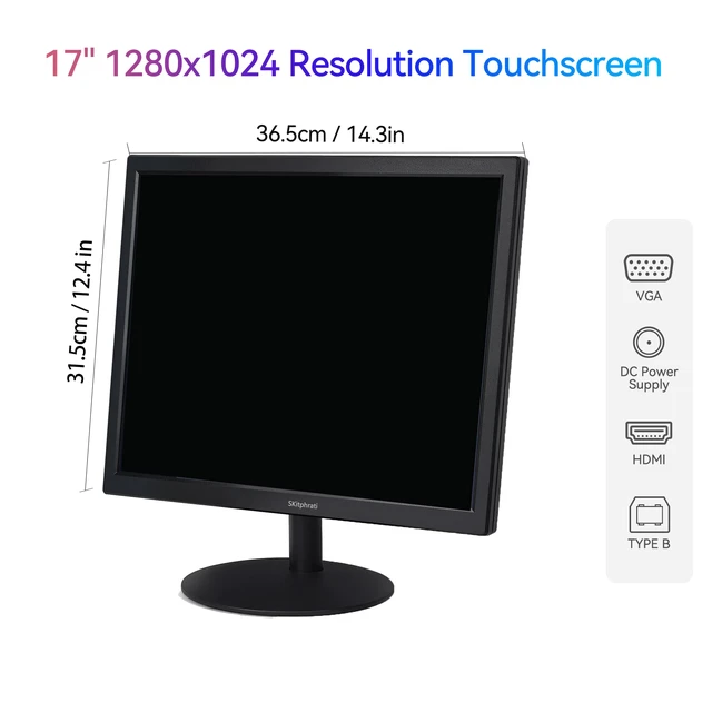 Alt view image 6 of 7 - 17" Square 1280x1024 10-Point Multi Touch Screen Monitor with HDMI, VGA, Type B Ports, 75Hz, 5:4 Aspect Ratio, VESA Wall Mountable, PC Touch Monitor for PC POS Machine Windows