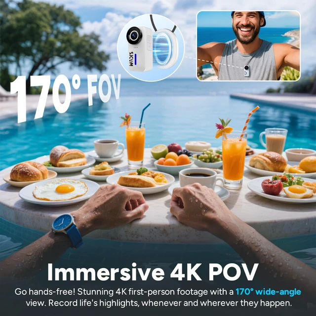 Alt view image 4 of 7 - C110+ 4K Mini Body Camera with 6-Axis Gyro Stabilizer,170° Wide Angle Magnetic POV Wearable Action Cam, 30M Waterproof, 64GB Card, Hands-Free Recording for Helmet, Motorcycle & Vlogging