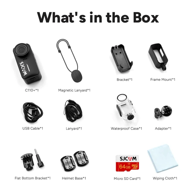 Alt view image 3 of 7 - C110 Plus 4K Action Camera, Mini Magnetic POV Body Cam 170° Wide Angle, 6-Axis Stabilization,Magnetic Wearable,30M Waterproof, 64GB Card, Hands-Free
