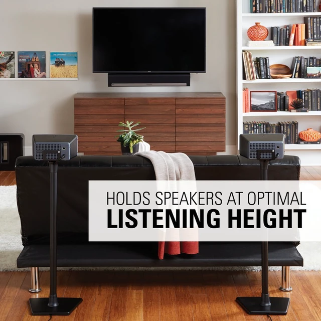 Alt view image 4 of 7 - Wireless Sonos Speaker Stand for Sonos One, Play:1, & Play:3 - Audio-Enhancing Design with Built-in Cable Management - Single Stand (Black) - WSS21-B1
