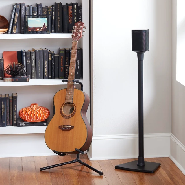 Alt view image 5 of 7 - Wireless Sonos Speaker Stand for Sonos One, Play:1, & Play:3 - Audio-Enhancing Design with Built-in Cable Management - Single Stand (Black) - WSS21-B1
