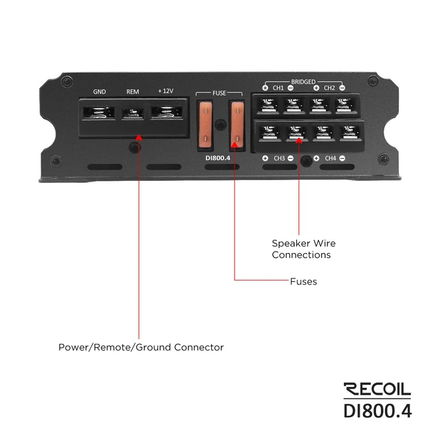 Alt view image 5 of 7 - DI800.4 Full-Range Class-D 4-Channel Car Audio Amplifier 1500 Watts 2-4 Ohm Stable Mosfet Power Supply Bridgeable