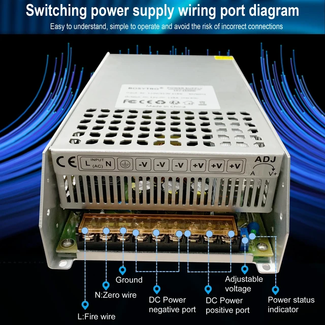 Alt view image 5 of 7 - 24V 50A 1200W DC Switching Power Supply Adapter PSU AC 110V / 220V-DC 24V Transformer Adapter, for LED Light Strip,Medical Equipment, DC Motor,Computer Project of Industrial Power Supplies