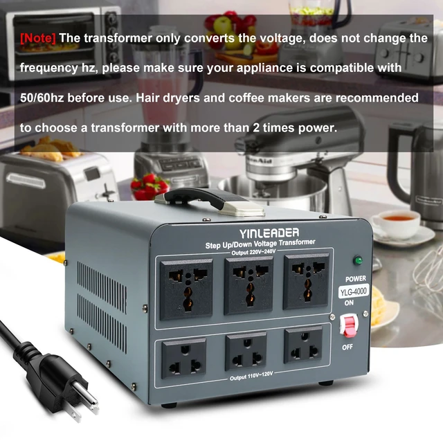 Alt view image 5 of 7 - 4000W 120V to 240V Voltage Converter Transformer Step Up/Down 110/120V(US/CA/MX) - 220/240V(CN/AU/UK/EU)