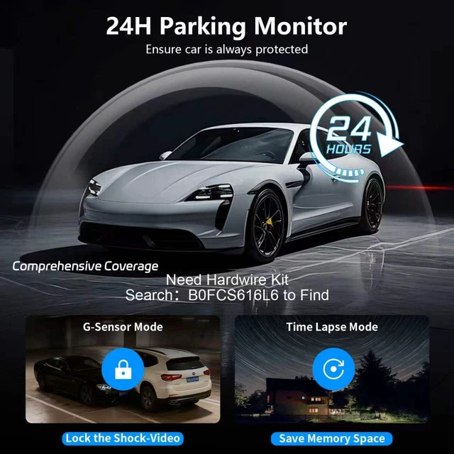 Alt view image 7 of 7 - 4 Channel Dash Cam Front and Rear Inside Left Right Car Dash Camera 360 View, 2.5K QHD Car Camera Supper Night Vision, 5G WiFi 3.16 IPS Touch Screen, G-Sensor,24H Parking Mode Free128G Card 256G Max