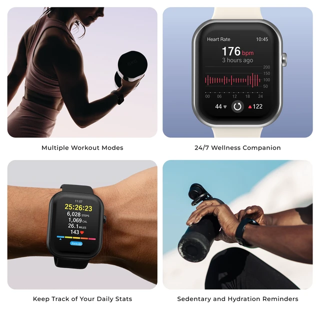 Alt view image 4 of 7 - AIR 5 Smartwatch, 1.85" AMOLED Display, Bluetooth Calling, 100+ Sports Modes, Heart Rate, SpO2, Sleep & Stress Tracking, Water Resistant, 7-Day Battery Life, for Android & iPhone