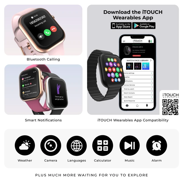Alt view image 5 of 7 - AIR 5 Smartwatch, 1.85" AMOLED Display, Bluetooth Calling, 100+ Sports Modes, Heart Rate, SpO2, Sleep & Stress Tracking, Water Resistant, 7-Day Battery Life, for Android & iPhone