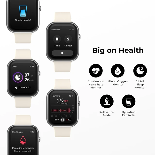 Alt view image 6 of 7 - AIR 5 Smartwatch, 1.85" AMOLED Display, Bluetooth Calling, 100+ Sports Modes, Heart Rate, SpO2, Sleep & Stress Tracking, Water Resistant, 7-Day Battery Life, for Android & iPhone