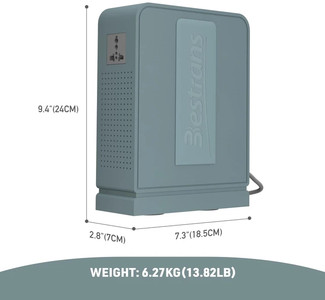 Alt view image 5 of 7 - 2000W Step Up Transformer 110v to 220v Converter, Heavy Duty Voltage Converter 110v-120v to 220v-240v with Dual Outlets, Overload Protection & Ultra-Quiet for Home Appliances,Grey Green