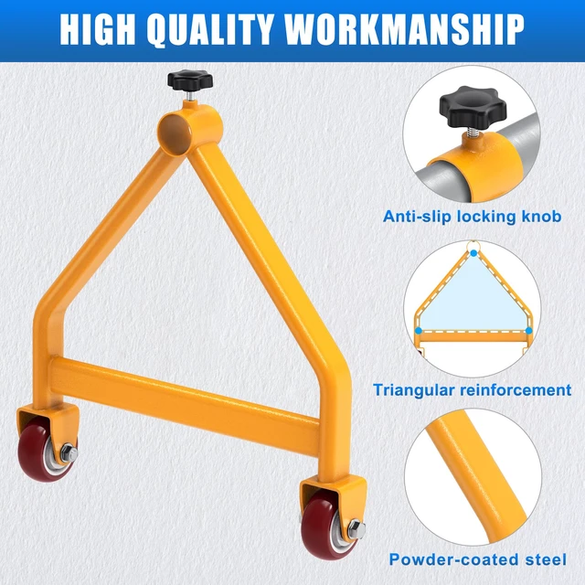 Alt view image 4 of 7 - Wire Spool Rack Portable Cable Caddy with Wheels, 220 lbs Capacity Full Carbon Steel Frame,Scratch-Resistant Powder Coat Finish,Folds Flat for Compact Storage, Lightweight