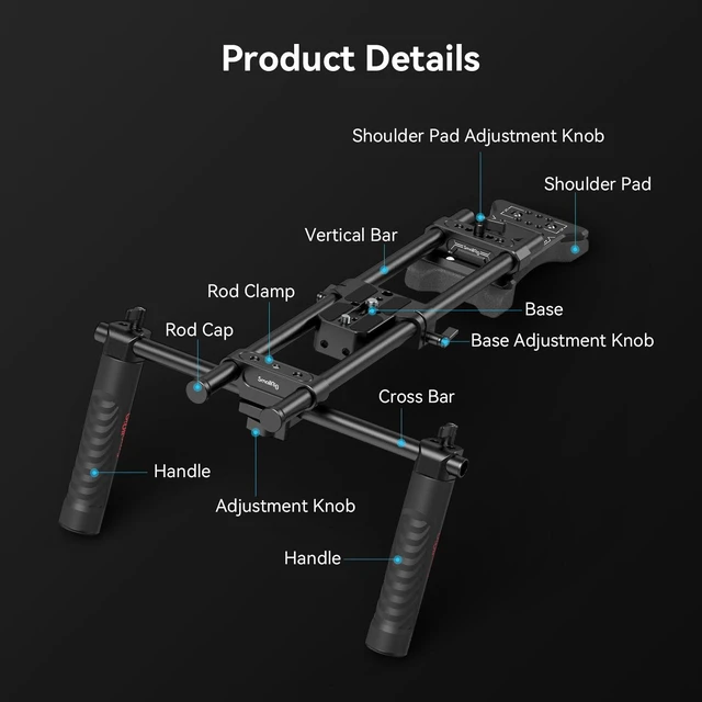 Alt view image 2 of 7 - Universal Basic Camera Shoulder Mount Kit for DSLR, Mirrorless, and Small Camera Shoulder Rig - 2896