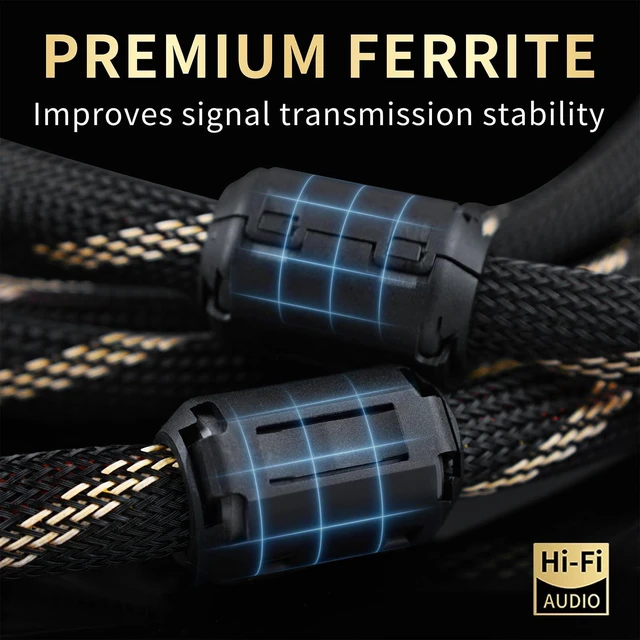 Alt view image 3 of 7 - YYTCG 10 AWG 2Pack Speaker Cable with Banana Plugs for Audiophile 6.56ft/2m | 99.99% OFC Core, 24K Gold-Plated Plugs, Ferrite Cores, Speaker Wire with Connectors for Amplifiers, HiFi Home Theater