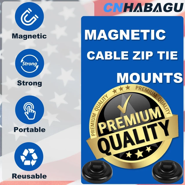 Alt view image 2 of 7 - Magnetic Cable Zip Tie Mounts Clips Multipurpose Zip Ties Mount Base Holder Black Wire Cable Holder Mount Wire Clips Management for Home Office Marine Electrical Wiring (Black, 40 Piece)