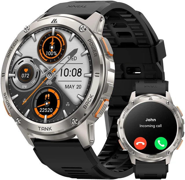 Main image of Tank T3 Smart Watch, 5 ATM & IP69K Waterproof, 60-Day Long Battery 1.43 AMOLED Full Metal Body Rugged Military Smartwatch, 170+ Sport Modes, Answer/Make Calls, Fitness Watch for Android/iOS
