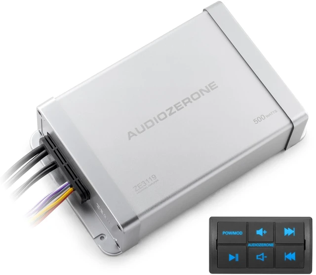 Main image of Marine Bluetooth Amplifier car Audio System Waterproof Multi-Function Remote Class D Amp ATV UTV Amp 4 Channel Output (Silvery)