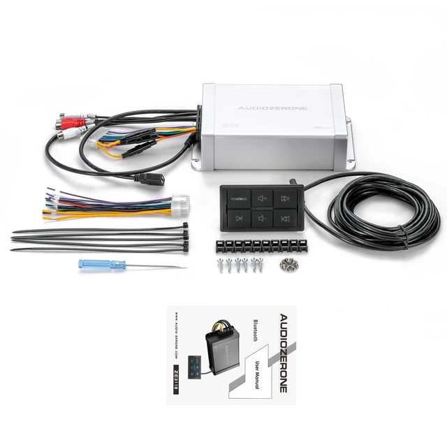 Alt view image 6 of 6 - Marine Bluetooth Amplifier car Audio System Waterproof Multi-Function Remote Class D Amp ATV UTV Amp 4 Channel Output (Silvery)