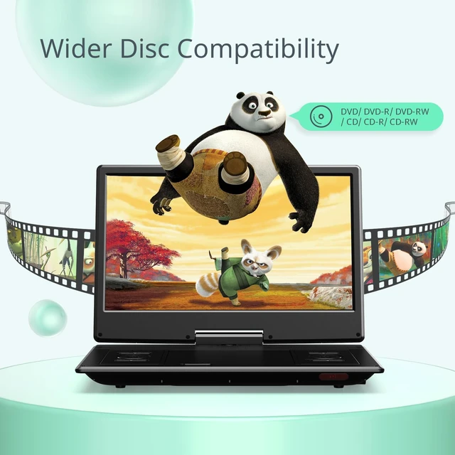 Alt view image 3 of 7 - 16.9" Portable DVD Player, 14.1" HD Screen, Easy Setup, 6H Elderly-Friendly, Just Insert and Play, Enjoy Clear Picture Quality, All-Region Playback, Headphone Jack, Not Support Blu-ray