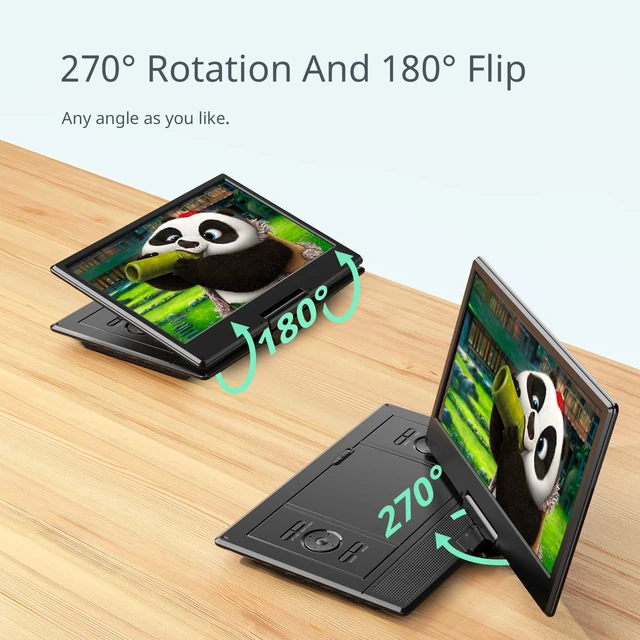 Alt view image 2 of 7 - 16.9" Portable DVD Player, 14.1" HD Screen, Easy Setup, 6H Elderly-Friendly, Just Insert and Play, Enjoy Clear Picture Quality, All-Region Playback, Headphone Jack, Not Support Blu-ray