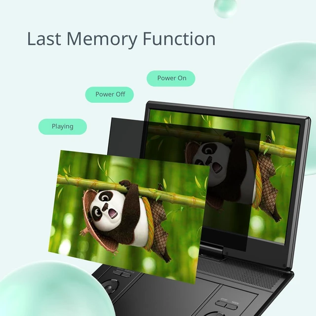 Alt view image 5 of 7 - 16.9" Portable DVD Player, 14.1" HD Screen, Easy Setup, 6H Elderly-Friendly, Just Insert and Play, Enjoy Clear Picture Quality, All-Region Playback, Headphone Jack, Not Support Blu-ray