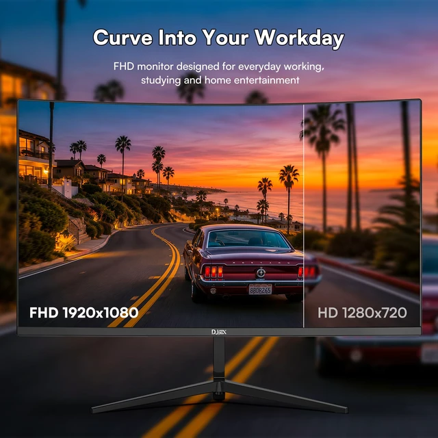 Alt view image 2 of 7 - 24 Inch Curved Monitor, FHD 1080P 100Hz VA Computer Display for PC 3000R VA Screen, 4000:1 Contrast, 98% sRGB, HDR10, FreeSync, HDMI VGA, VESA 75x75mm, Low Blue Light for Office, Study, Home