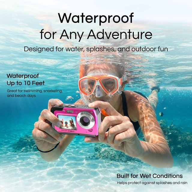 Alt view image 4 of 7 - MN40WP 48MP QHD Dual LCD Screen Waterproof Camera, Pink Capture sharp photos and video with intuitive controls for travel, family and everyday moments