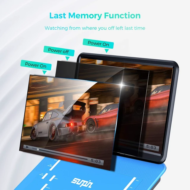 Alt view image 7 of 7 - Portable DVD Player for Car, 15.6" HD Swivel Screen, 5-Hour Battery Built-in battery, dual headphone jacks, USB/SD playback, TV sync and carry bag for car trips, camping