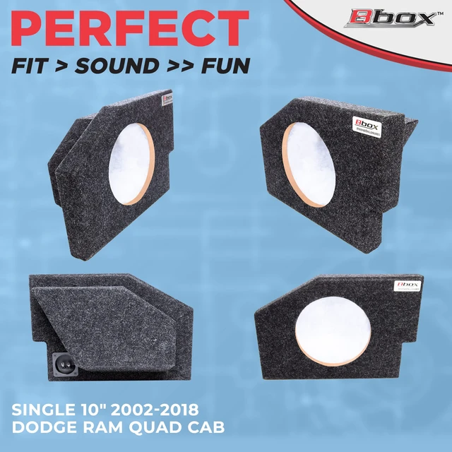 Alt view image 6 of 6 - Bbox Single 10 Inch Subwoofer Sealed Enclosure - Fits 2002-2018 Dodge Ram Quad Cab - Carpeted Car Subwoofer Boxes & Enclosures - Subwoofer Box Improves Audio Quality, Sound and Bass - Charcoal