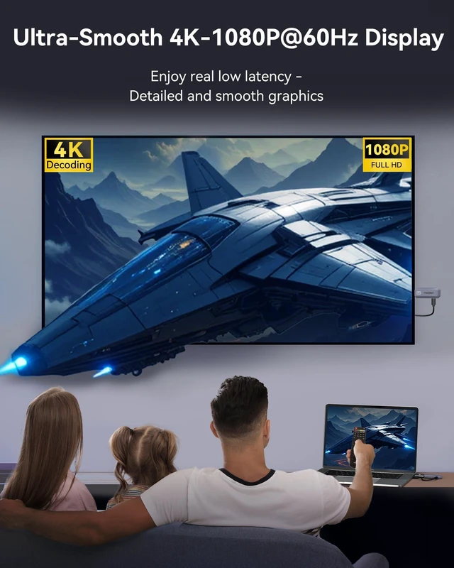 Alt view image 7 of 7 - Wireless HDMI Transmitter and Receiver 4K Decode 1080P Output Ultra Low Latency,Plug&Play 2.4G/5G Portable Extender, 165FT HD Display Adapter for TV Box/PC/Laptop/Projector/DV/Camera Grey